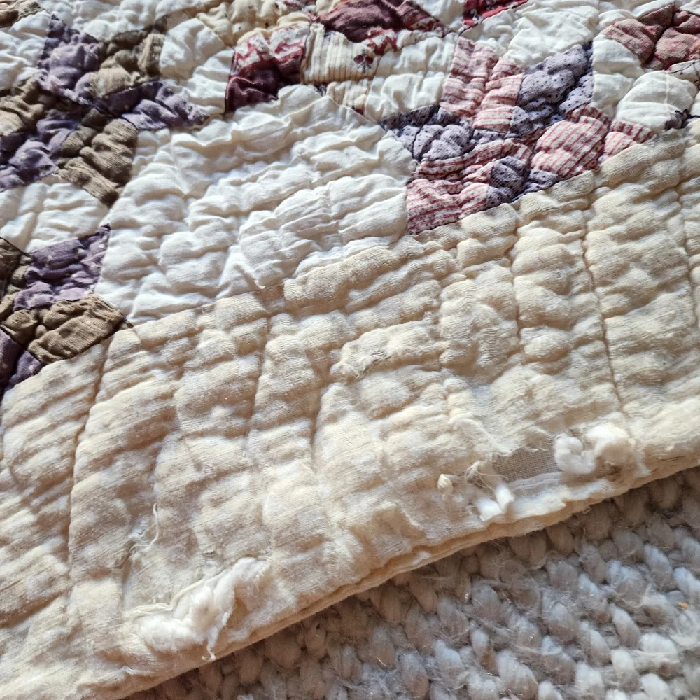 ANTIQUE Seven Sisters Baptist Circle‎ pattern handmade quilt 1880s